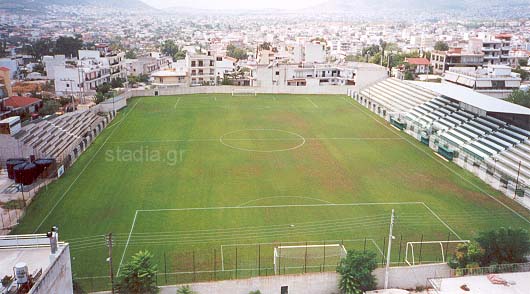 Aharnaikos Stadium (the north stand on the right and the south on the left)