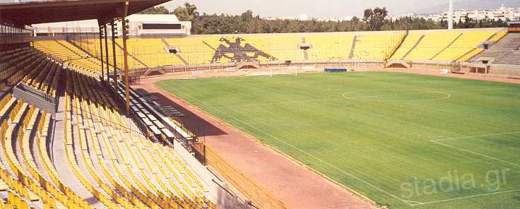 The double-headed eagle, emblem of AEK, on the North curve.