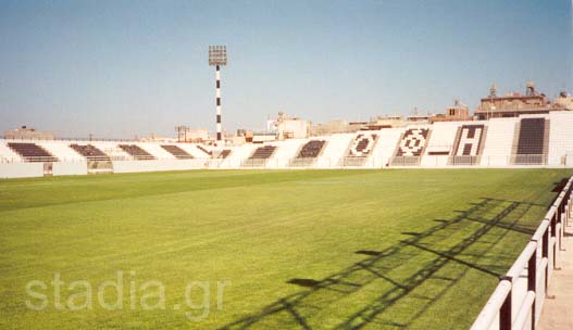 The east stand (where away fans are usually seated) with the... smaller half of the north stand on the left