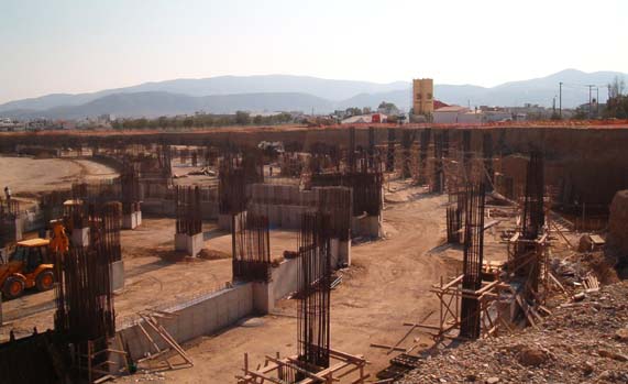 The north part of the stadium, where the construction of the stands has begun (October 2002)